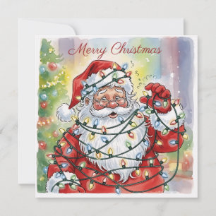 Trendy Grappige Moderne Eenvoudige Lieve Kerstman  Kaart