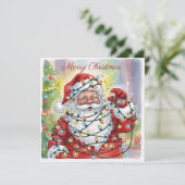 Trendy Grappige Moderne Simpele Lieve Kerstman Kaart (Staand voorkant)