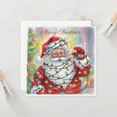 Trendy Grappige Moderne Simpele Lieve Kerstman Kaart (Voorkant / Achterkant in situ)