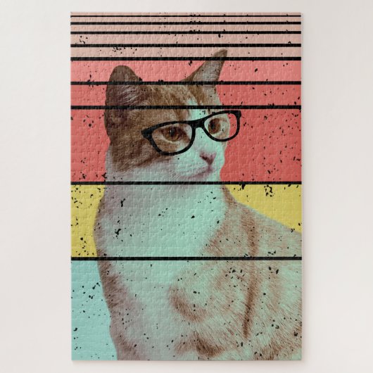TRENDY GRAPPIGE SCHATTIGE KAT VINTAGE LEGPUZZEL (Verticaal)