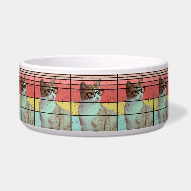 TRENDY GRAPPIGE SCHATTIGE KAT VINTAGE  VOERBAKJE (Voorkant)
