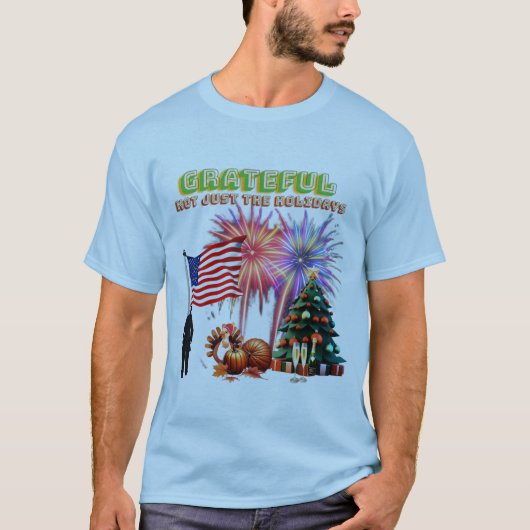 Trendy Grateful Vakantie T-shirt (Voorkant)