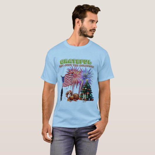 Trendy Grateful Vakantie T-shirt (Voorkant volledig)