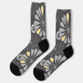 Trendy Gray and Yellow Floral Sokken (Links)