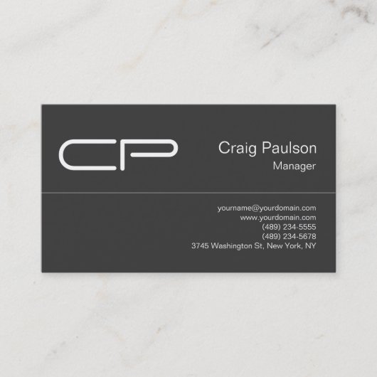 Trendy Gray Chic Monogram Visitekaartje (Voorkant)