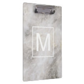 Trendy Gray Marble Monogrammed Klembord (Rechts)