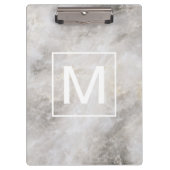 Trendy Gray Marble Monogrammed Klembord (Voorkant)