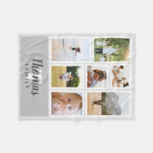 Trendy Gray Monochrome Familie Foto Collage Fleece Deken (Voorkant (Horizontaal))