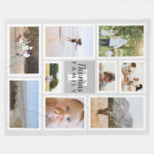 Trendy Gray Monochrome Familie Foto Collage Fleece Deken (Voorkant (Horizontaal))