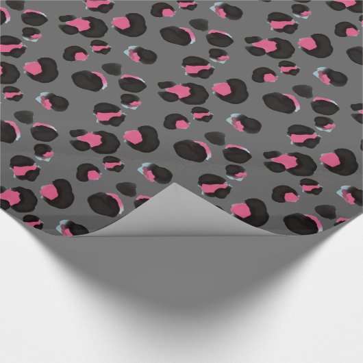 Trendy Gray roze leopard print dierlijk oerwoud Cadeaupapier (Hoek)