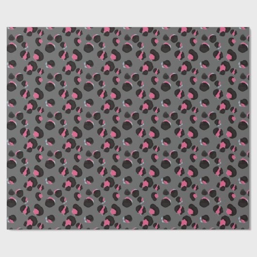 Trendy Gray roze leopard print dierlijk oerwoud Cadeaupapier (Vlak)