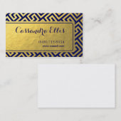 Trendy Greek Key Diagonal | goudfolie-marine Visitekaartje (Voorkant / Achterkant)