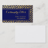 Trendy Greek Key Diagonal | goudfolie-marine Visitekaartje (Voorkant / Achterkant)