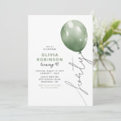 Trendy Green Balloon 40th Birthday Kaart (Staand voorkant)