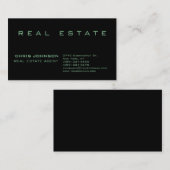 Trendy Green Black Real Estate Agent Visitekaartje (Voorkant / Achterkant)