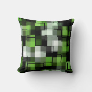 Trendy Green Black White Abstract Plays Kussen