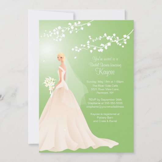 Trendy Green BLONDE Bride Vrijgezellenfeest Invite Kaart (Voorkant)