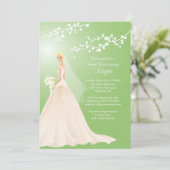 Trendy Green BLONDE Bride Vrijgezellenfeest Invite Kaart (Staand voorkant)