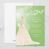 Trendy Green BLONDE Bride Vrijgezellenfeest Invite Kaart (Voorkant / Achterkant)