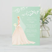 Trendy Green BLONDE Bride Vrijgezellenfeest Invite Kaart (Staand voorkant)