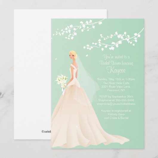 Trendy Green BLONDE Bride Vrijgezellenfeest Invite Kaart (Voorkant / Achterkant)