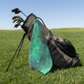 Trendy Green Blue Blauwgroen Gold Galaxy Pattern Golfhanddoek (Groen)