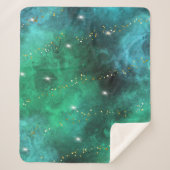 Trendy Green Blue Blauwgroen Gold Galaxy Pattern Sherpa Deken (Voorkant)