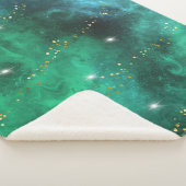 Trendy Green Blue Blauwgroen Gold Galaxy Pattern Sherpa Deken (3/4)