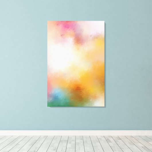 Trendy Green Blue Yellow Red Pink Modern Abstract Canvas Afdruk (Insitu (Houten vloer))