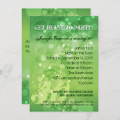Trendy Green Bokeh Party Invitation Kaart (Voorkant / Achterkant)