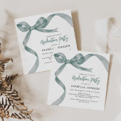 Trendy Green Bow Afstuderen Feestdagenkaart