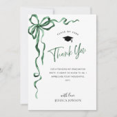 Trendy Green Bow Coquette FOTO Afstuderen Bedankkaart (Voorkant)