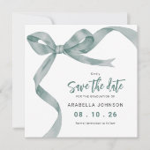 Trendy Green Bow Graduation Save The Date (Voorkant)