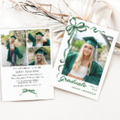 Trendy Green Bow Ribbon 4 FOTO Afstudeerfeest I Kaart
