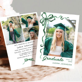 Trendy Green Bow Ribbon 4 FOTO Afstudeerfeest I Kaart