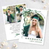 Trendy Green Bow Ribbon 4 FOTO Afstudeerfeest Kaart