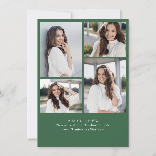 Trendy Green Bow Ribbon 4 FOTO Afstudeerfeest Kaart (Achterkant)