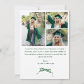 Trendy Green Bow Ribbon 4 FOTO Afstuderen Bedankkaart (Achterkant)