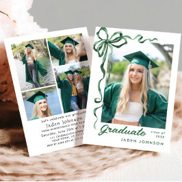 Trendy Green Bow Ribbon 5 FOTO Afstudeerfeest I Kaart