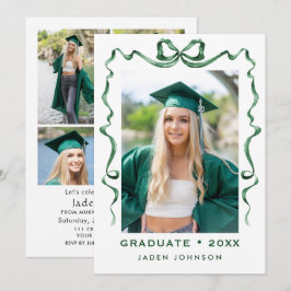 Trendy Green Bow Ribbon 5 FOTO Afstudeerfeest I Kaart
