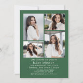 Trendy Green Bow Ribbon 5 FOTO Afstudeerfeest Kaart (Achterkant)