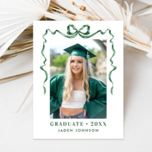 Trendy Green Bow Ribbon FOTO Afstudeerfeest Briefkaart
