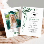 Trendy Green Bow Ribbon FOTO Afstudeerfeest Kaart