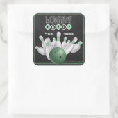 Trendy Green Bowling Party nodigt Sticker uit (Tas)