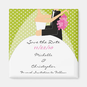Trendy Green Bride & Groom sparen de Magnet van de