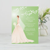 Trendy Green BRUNETTE Bride Vrijgezellenfeest Invi Kaart (Staand voorkant)
