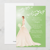 Trendy Green BRUNETTE Bride Vrijgezellenfeest Invi Kaart (Voorkant / Achterkant)