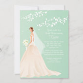 Trendy Green BRUNETTE Bride Vrijgezellenfeest Invi Kaart (Voorkant)