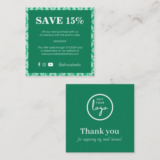 Trendy Green Business Discount Kaart (Voorkant / Achterkant)