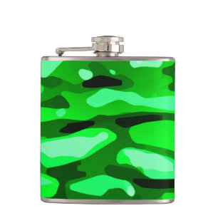 Trendy Green Camo Abstract Pattern Heupfles